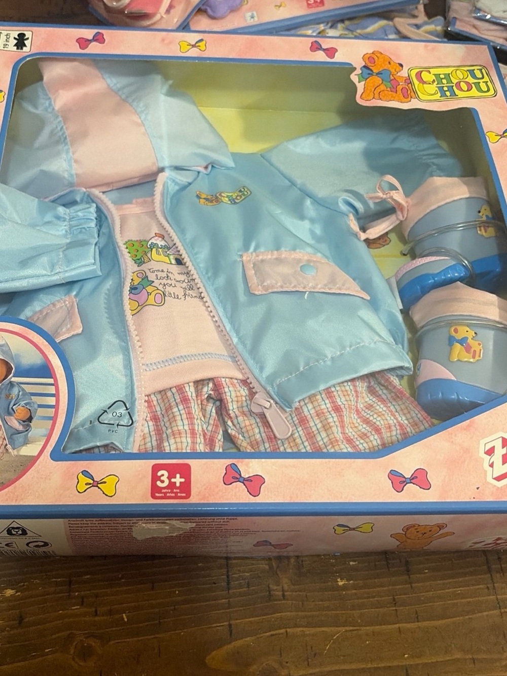 Vintage Chou Chou Blue Doll Outfit Set with cute rubber boots by Zapf creation